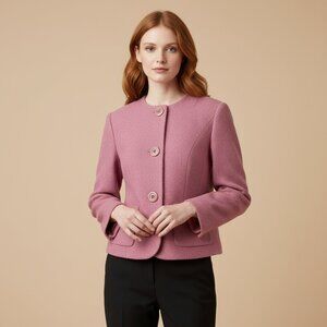 Marilyn Anselm Womens 12 HOBBS England Wool Rose Patch Pocket Button Blazer